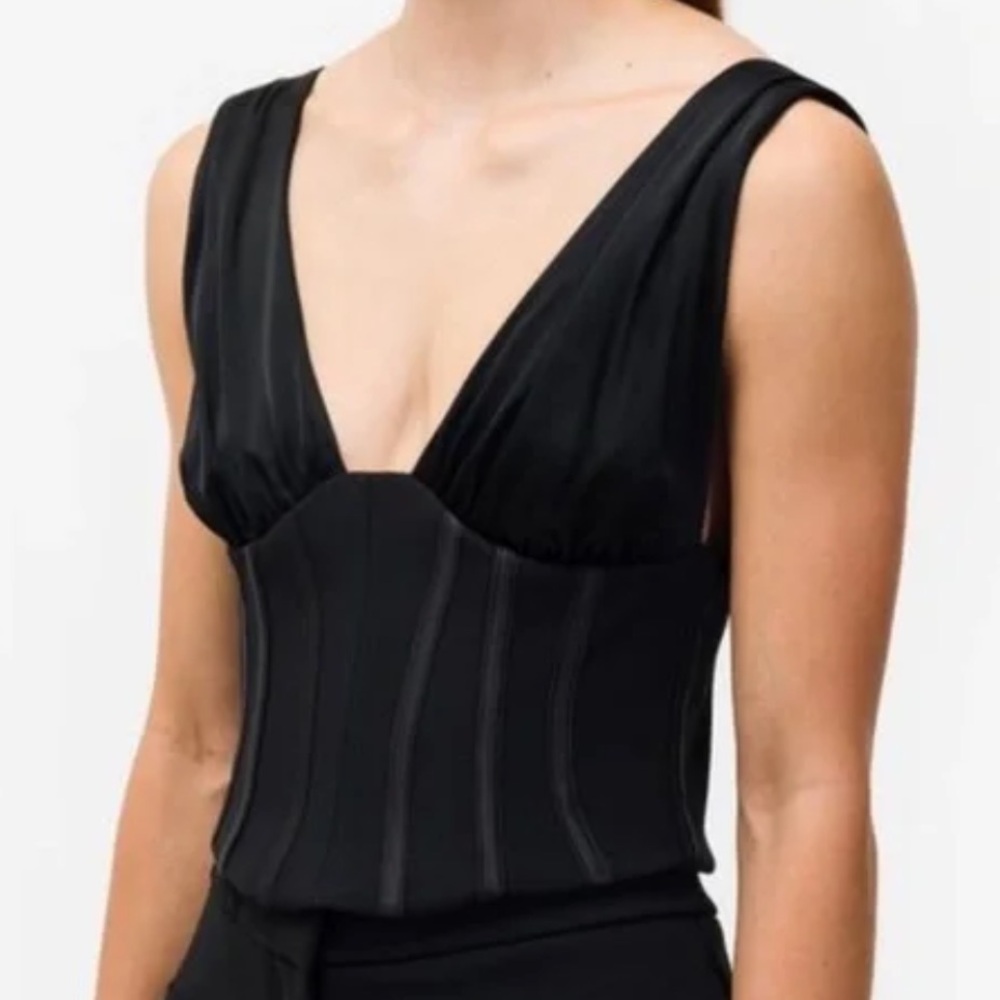 Paris Georgia Black Satin Crop Top